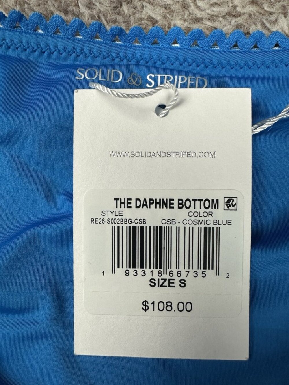 NWT Solid & Striped The Daphne Swim Bottom Small Cosmic Blue Gingham Daisy $108 - Picture 6 of 10